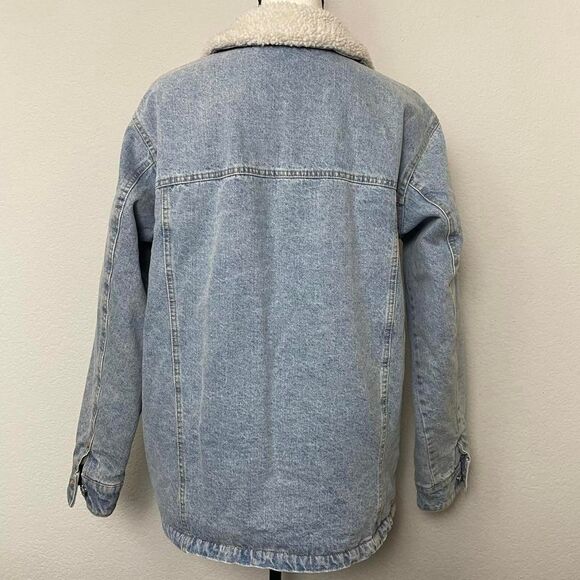 Tommy Hilfiger Worker Light Blue Denim Jacket Sherpa Collar Size Small - Picture 3 of 8